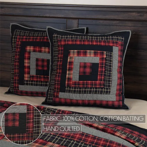 Vista 3 de VHC Brands Rustic & Lodge Cumberland - Accesorio de ropa de cama acolchado, funda europea, 26 x 26 pulgadas, color rojo chile