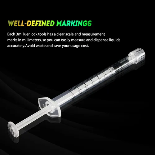 Vista 4 de Jeringa de 1ml/cc con aguja Luer Lock de calibre 25 de 1 pulgada, jeringas de muestra desechables de laboratorio, paquete de 20 Paquete sellado