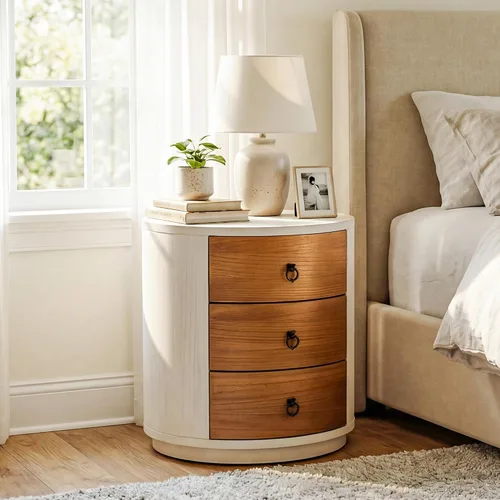 Vista 10 de COSIEST - Cómoda de acento con 2 cajones, pequeño baúl de acento vintage con 4 patas de madera, mesa auxiliar independiente para bufé, mesita
