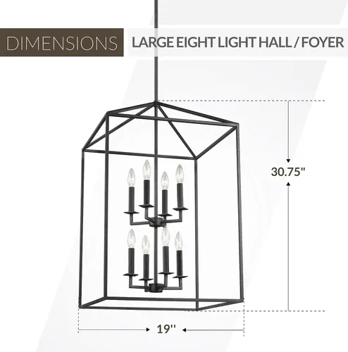 Vista 5 de Generation Lighting - Lámpara colgante Perryton de 8 luces, color negro medianoche 5315008-112, lámpara de techo moderna para decoración del hogar