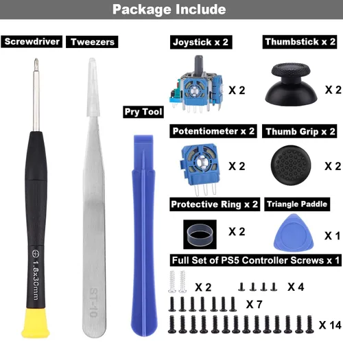 Vista 6 de IKPEK 2 Pack Analog 3D Joysticks Replacement for PS5 Controller, Joysticks Part with Repair Screwdriver Kit for PlayStation 5 DualSense Controller