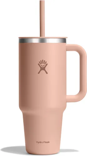 Vista 46 de Hydro Flask Vaso de Viaje con Asa, Tapa y Pajita - Acero Inoxidable Aislado en 24 Oz Aloe