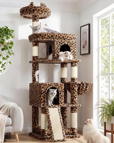 Vista 10 de Globlazer Árboles para Gatos de Servicio Pesado para Gatos Grandes, Árbol para Gatos Maine Coon Resistente de 72 pulgadas para Gatos Grandes de 20+