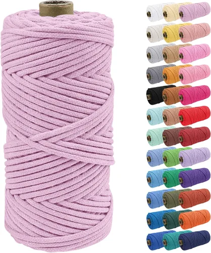 Vista 44 de JeogYong Cuerda de macramé de 0.157 in x 109 yardas, cuerda trenzada de algodón natural, cuerda de macramé para bolsas de ganchillo, colgar