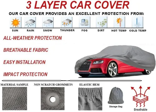 Vista 2 de SBU Funda de automóvil de 3 capas para todo tipo de clima, compatible con Chevrolet Chevy Camaro modelos años 1967-2011, protección automática