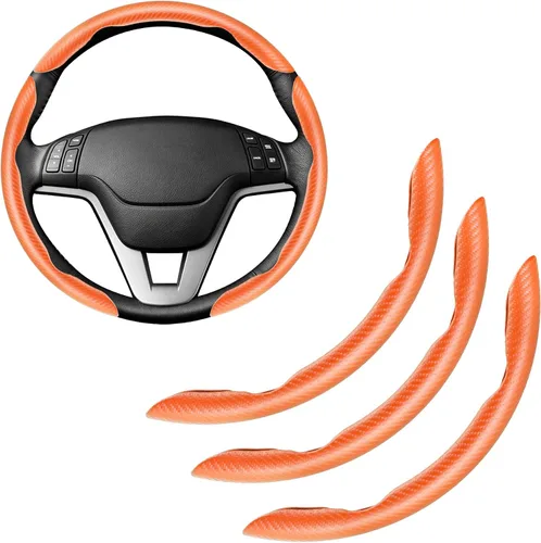 Vista 7 de Amiss 3 piezas de cubierta de volante de fibra de carbono antideslizante, diseño de mariposa impermeable y segmentado, protector de rueda