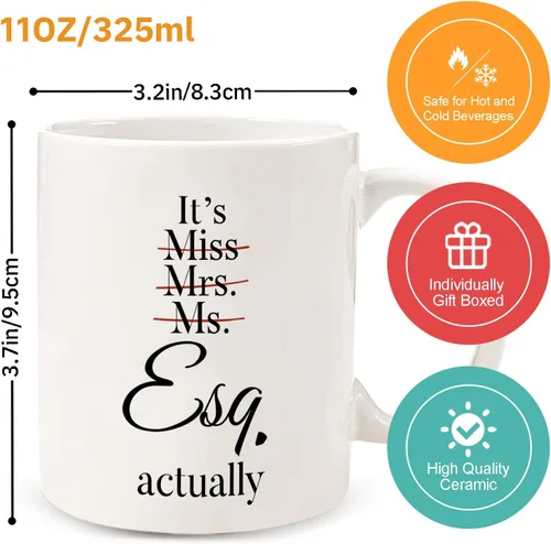 Vista 7 de Shqiueos Taza de 11 onzas, regalos de abogados para mujeres, regalos para examen de abogados, regalo de oficina para abogadas, JD, futura abogada