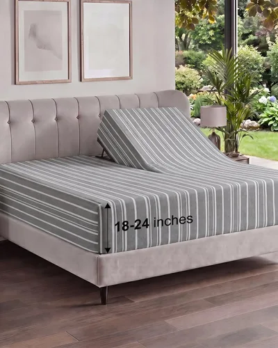 Vista 22 de Sábana bajera ajustable extra profunda Twin XL – Sábana bajera individual de lujo de hotel solamente – Se adapta fácilmente a colchones de 18 a 24