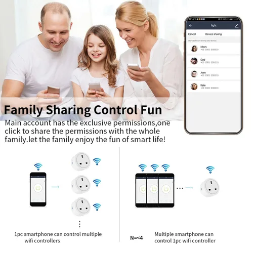Vista 5 de Enchufe inteligente WiFi Compatible con Alexa y Google Home Enchufe WiFi para control remoto y temporizador y función de programación No