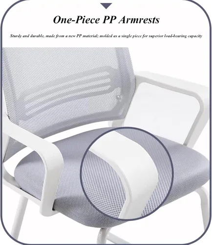 Vista 5 de Home Mesh Back Swivel Chair with Padded Seat and 360° Swivel - Computer Desk Chair with Arms - Adjustable Task Chair for Office - White Mesh Task