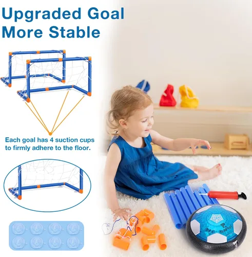 Vista 2 de OurHonor Pelotas de Fútbol Flotantes, Juego de 2 en 1 de Fútbol Flotante con Luz Nocturna LED en Forma de Estrella, Juego de Deportes