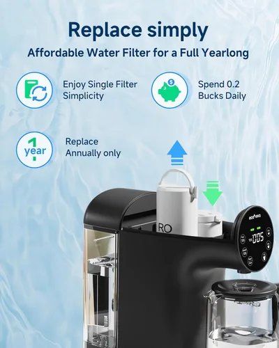 Vista 7 de Ecoviva Filtro de agua de ósmosis inversa para encimera, sistema de filtración de agua de ósmosis inversa de 6 etapas con jarra de vidrio de 44