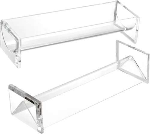 Vista 3 de SOUJOY Paquete de 4 bandejas de galletas para servir, soporte acrílico para galletas, soporte rectangular transparente para exhibición de alimentos