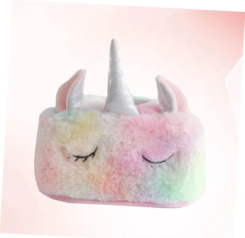 Vista 2 de MAGICLULU Caja de pañuelos de unicornio Titular de papel Dispensador de servilleta de felpa Decoración de restaurante para el hotel