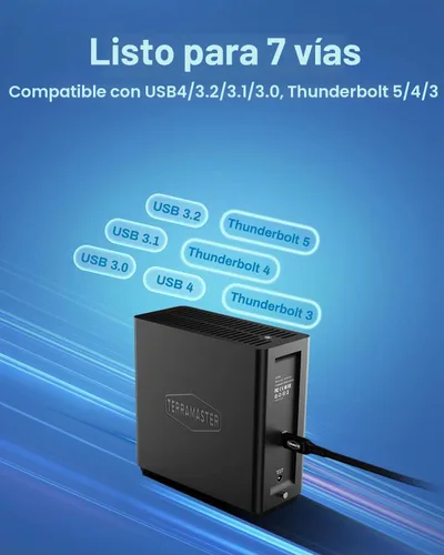 Vista 4 de TERRAMASTER Carcasa D4 SSD NVMe - 40Gbps 4Bay, almacenamiento USB Tipo-C compatible con 4xM.2 NVMe 2280 SSDs, compatible con USB 4/3.2/3.1/3.0