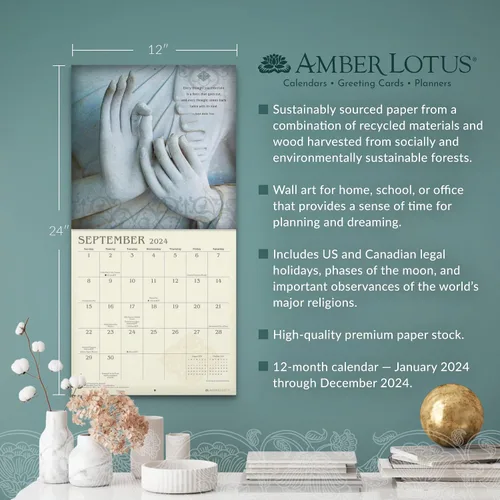 Vista 5 de Meditation 2024 Wall Calendar 12" x 24" Open Amber Lotus Publishing