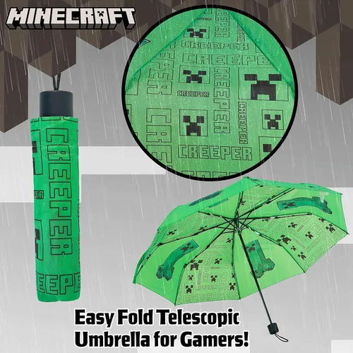 Vista 3 de Minecraft Folding Umbrellas for Boys Girls Durable Compact Umbrella Windproof Travel Umbrella for Teens and Gamers