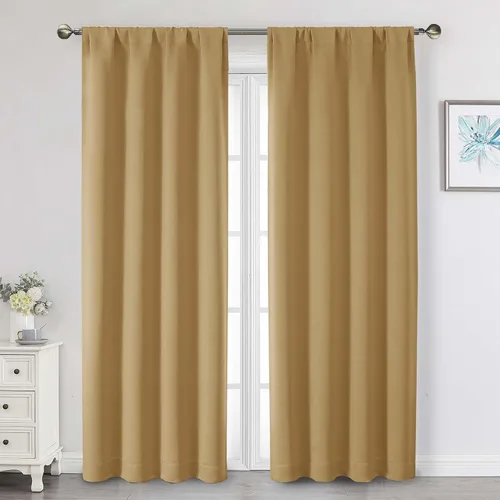Vista 126 de Cortinas opacas para dormitorio, sala de estar, juego de 2 paneles de 54 pulgadas de largo, cortinas de oscurecimiento de habitación con aislamiento