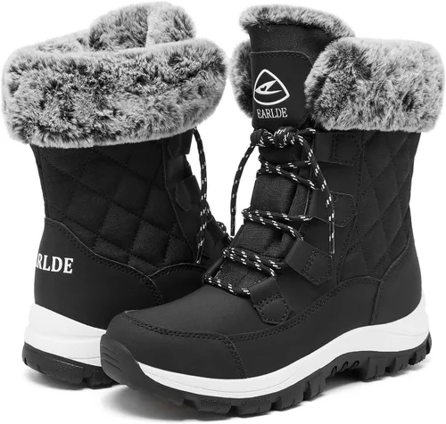 Vista 3 de EARLDE Womens Snow Boot With Waterproof Lace Up Mid-Calf Outdoor Winter Deep Tread Rubber Sole