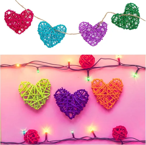 Vista 4 de MECCANIXITY 8 piezas de jarrón de ratán en forma de corazón de ratán natural para decoración del día de San Valentín, decoración del hogar, boda