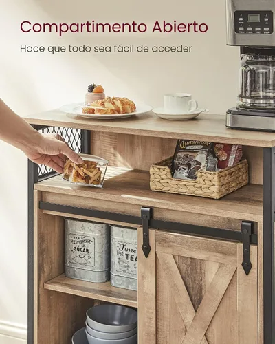 Vista 9 de VASAGLE - Armario de buffet, barra de café con 1 puerta corrediza