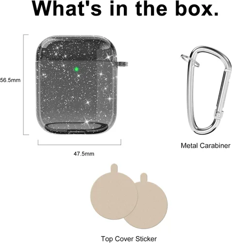 Vista 4 de Svanove Funda para Airpods Transparente con Purpurina, Funda Brillante y Bonita para Airpods de 1ª y 2ª Generación con Llavero, Carcasa Rígida