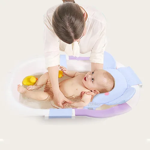 Vista 4 de AIR&TREE Red de Soporte para Asiento de Baño para Bebé, Secado Rápido, Ajustable, Cómoda, Antideslizante, Cabestrillo de Malla para Ducha en Bañera