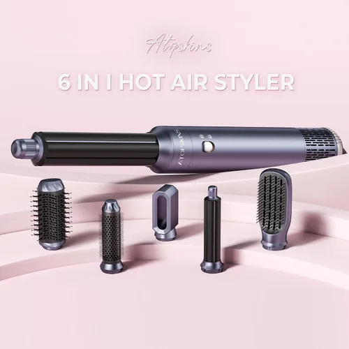 Vista 3 de Atopskins Cepillo secador de pelo 6 en 1, moldeador de aire desmontable, cepillo secador de pelo, 3 ajustes de calor, secado sin encrespamiento
