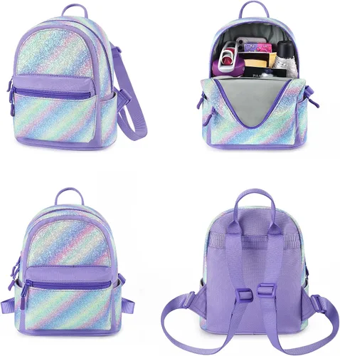 Vista 6 de mibasies Mini mochila para niñas y niños, monedero arcoíris