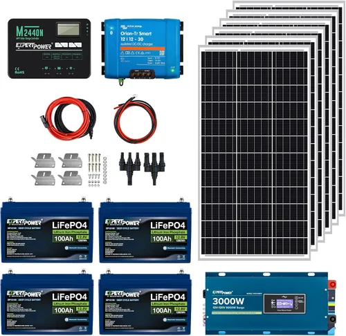 Vista 11 de ExpertPower Kit de energía solar de 3.8KWH 12V LiFePO4 12V 100Ah, paneles solares de 600 W, controlador de carga solar MPPT de 40 A RV