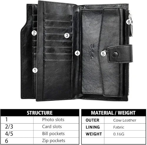 Vista 7 de BOSTANTEN Bolso de cuero para mujer, diseño de asa superior, bolso de hombro, bolso de Crossbody negro y para mujer, carteras de cuero RFID bloqueo