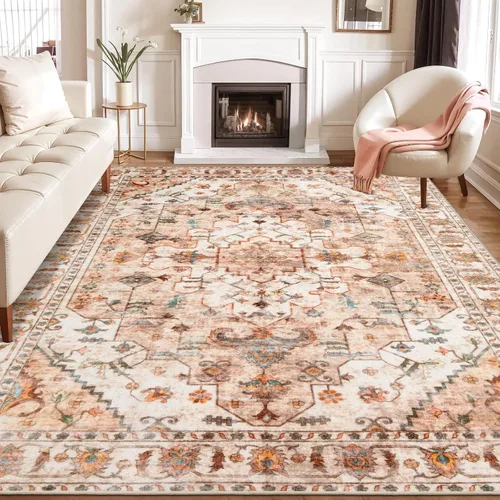 Vista 288 de SERISSA - Tapetes florales vintage, antideslizante, lavable, pequeño, ultrasuave, bohemio, de pelo bajo, para entrada, interiores, habitación