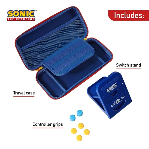 Vista 2 de Sonic the Hedgehog Nintendo Switch Case, Gaming On-the-Go Car Kit, Nintendo Switch Controller Grips, Hands-Free Stand, Nintendo Switch Games and