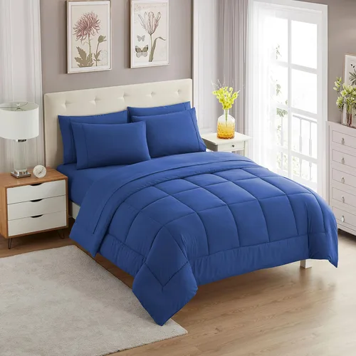 Vista 99 de Sweet Home Collection Juego de edredón de 7 piezas de color sólido para todas las estaciones, manta alternativa de plumón suave y lujosas sábanas