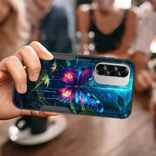 Vista 221 de Funda para Galaxy A14 5G, resistente de doble capa híbrida de policarbonato duro, goma suave, a prueba de golpes, funda protectora resistente
