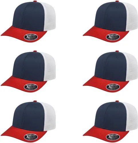 Vista 75 de Cap America i8502 Flexfit 110 Premium - Gorra de camionero de perfil medio con 6 paneles de malla trasera con protección UV y cierre ajustable