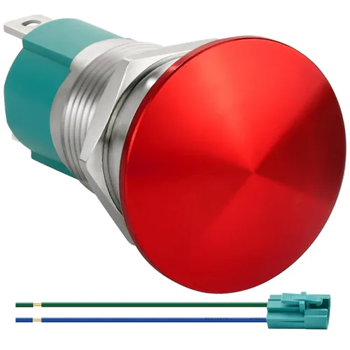 Vista 9 de Interruptor de botón de cierre de 10 Amp, 16 mm, con cabeza de hongo roja, impermeable, DC12V 24V 110V/120V 250VAC, SPST, de acero inoxidable