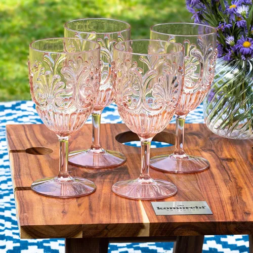 Vista 5 de Komorebi Copas de vino acrílicas inastillables, copas de plástico irrompibles, sin BPA y a prueba de caídas, elegantes vasos para uso en interiores