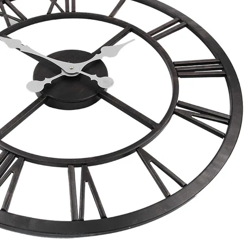 Vista 6 de Timelike Reloj de pared romano grande, estilo rústico, vintage, de metal, reloj de pared grande de gran tamaño, para el hogar, sala de estar Negro