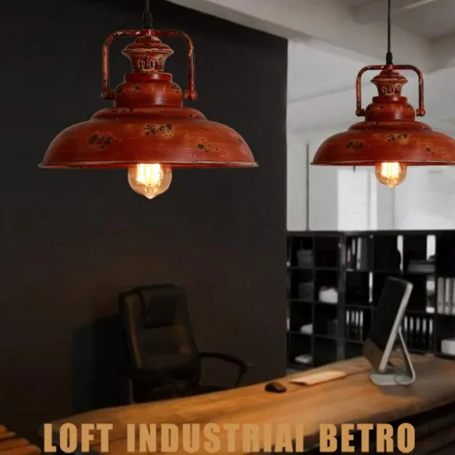 Vista 2 de Industrial Vintage Iron Chandelier Light Fixture E27/E26 - Elegant Retro Hanging Lamp for Kitchen, Dining Room, and Living Spaces