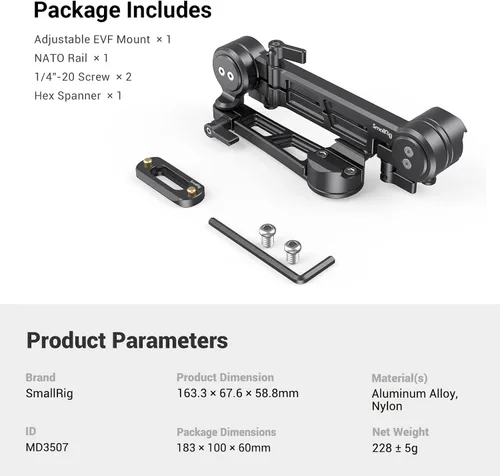 Vista 7 de SmallRig Montaje EVF ajustable con abrazadera NATO MD3507