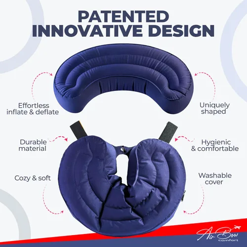 Vista 2 de able Almohada de viaje – Almohada de avión para reposo de cabeza, cuello y barbilla, almohada de cuello inflable y suave, material duradero