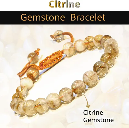 Vista 134 de Adjustable Crystal Bracelet – Gemstone Bead Bracelet with Adjustable Macrame String – Chic Gemstone Bracelet for Men and Women – 8mm Round Healing