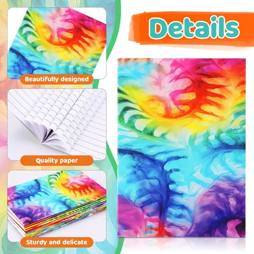 Vista 2 de Tenceur 50 cuadernos de notas de teñido anudado pastel, pequeños cuadernos de bolsillo de estilo multicolor, mini suministros escolares a granel