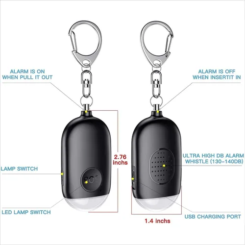 Vista 3 de Safesound Personal Alarm Siren Song 1-Pack - Alarma de Autodefensa de 130dB Llavero con Linterna LED de Emergencia - Dispositivos de Protección