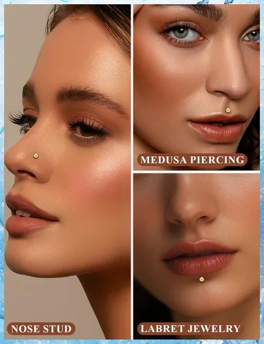 Vista 6 de Aretes de nariz de acero quirúrgico 316L, 20G, 18G y 16G, sin rosca, aretes de lóbulo para cartílago, cartílago, oreja, labio, piercing para mujeres