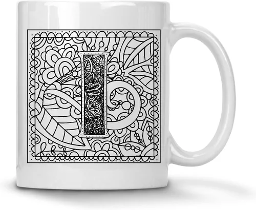 Vista 8 de Alankathy Mugs Taza de café monograma, 11 oz, color blanco (A)