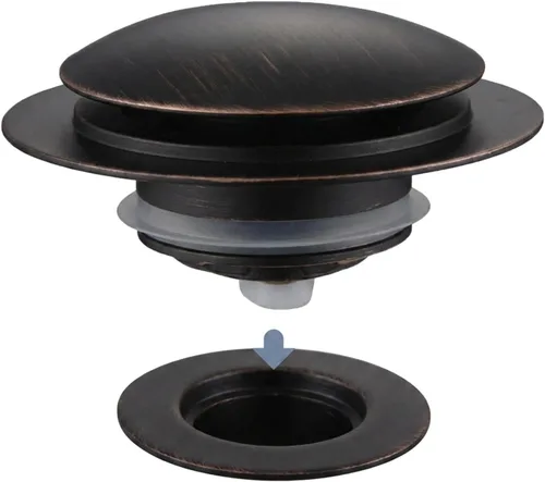 Vista 11 de Tapón de Desagüe de Bañera Negro Mate, Hidrop Tapón de Desagüe Universal Pop Up Tip Toe para Bañera, Se Ajusta de 1.375 a 1.5 Pulgadas, Reemplaza