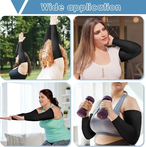 Vista 5 de 4 pares de mangas de compresión de gran tamaño para mujer, con protección solar UV, de seda helada, de gran tamaño, para mujer