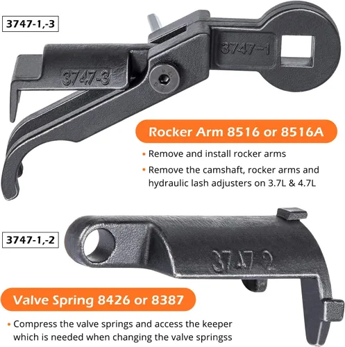 Vista 3 de E-cowlboy Herramienta de instalación de extractor de brazo basculante y compresor de resorte de válvula para motores Chrysler, Dodge, Jeep 3.7L
